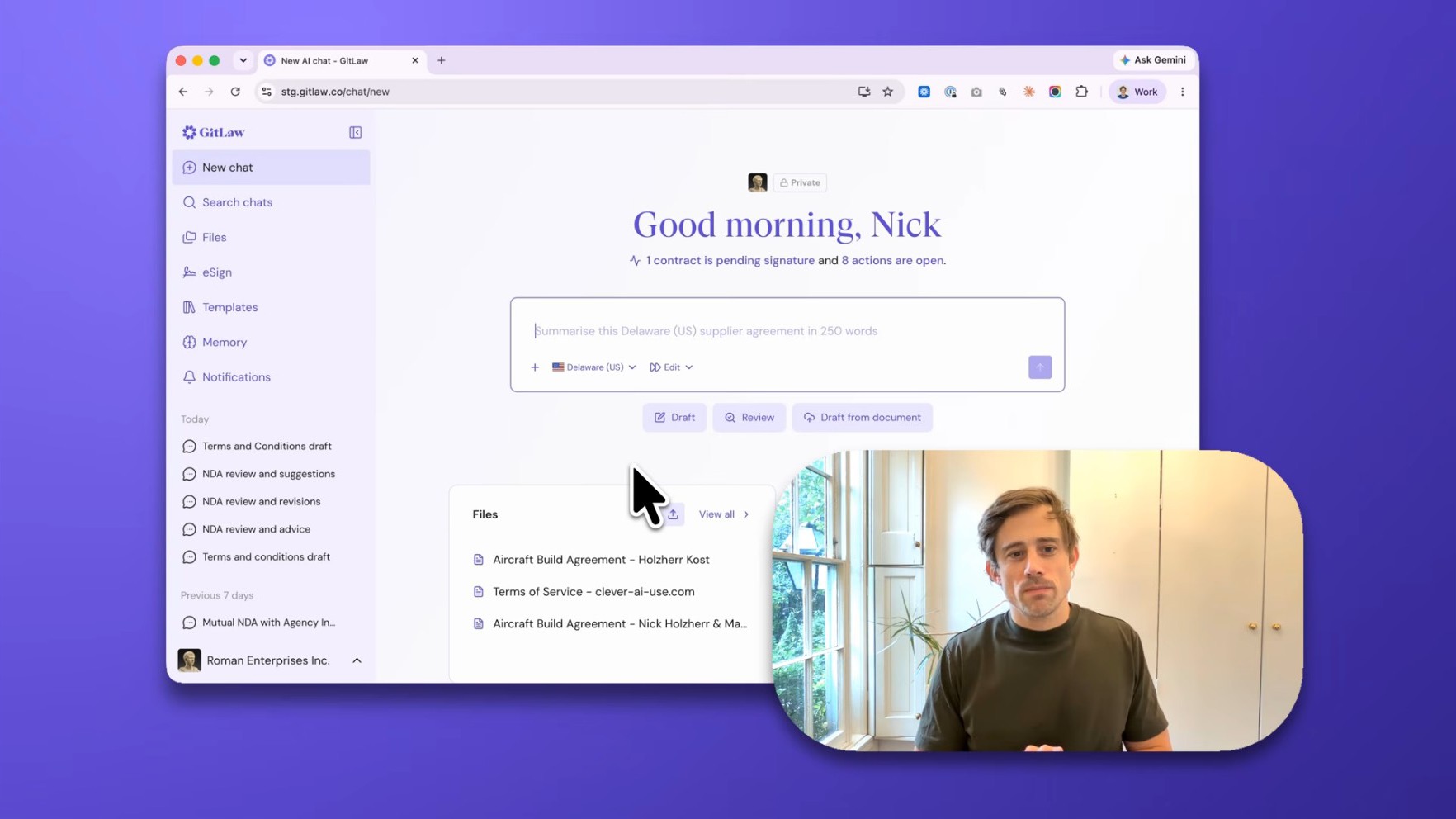 GitLaw demo: your AI agent for legal contracts